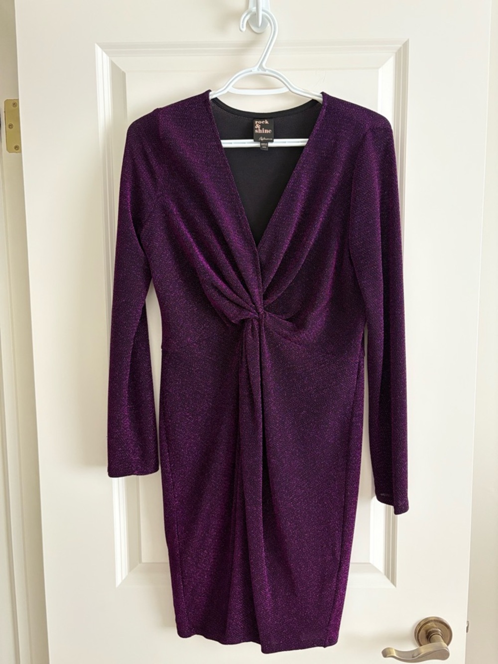 Reitmans Deep Purple Twist-Front Long Sleeve Dress